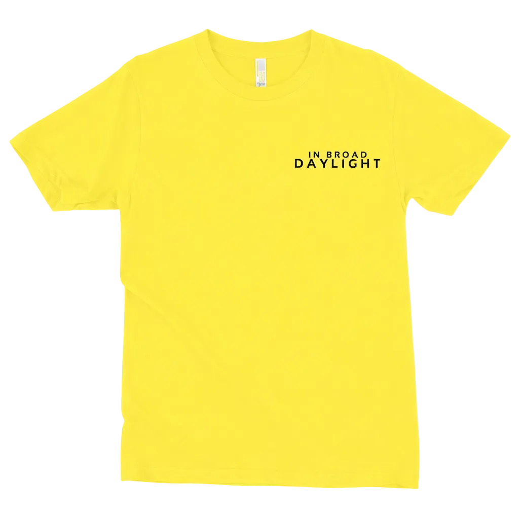 Yellow t-shirt with text on a white background
